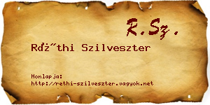 Réthi Szilveszter névjegykártya